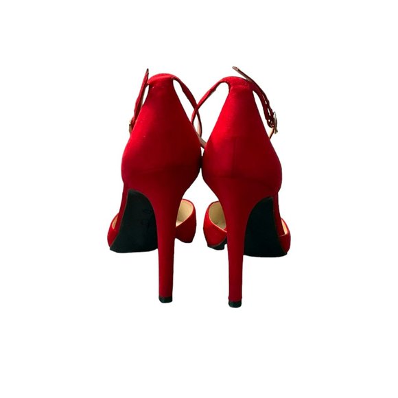 Jessica Simpson Ankle Strap Red Stiletto Dress Pumps Size 8 - Picture 3 of 5